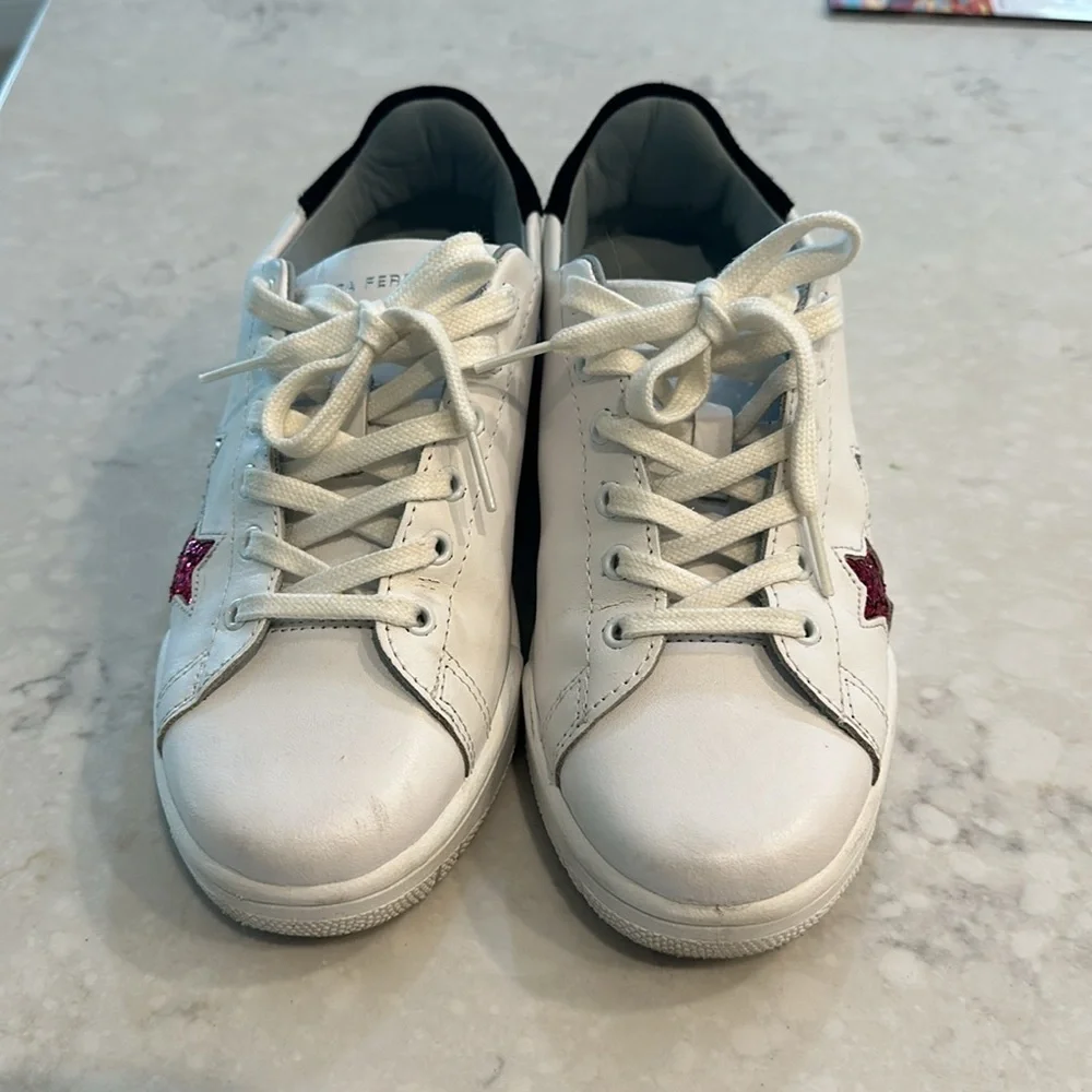 CHIARA FERRAGNI White Low Glitter Women Sneakers Multi Stars Made Italy  Size 38